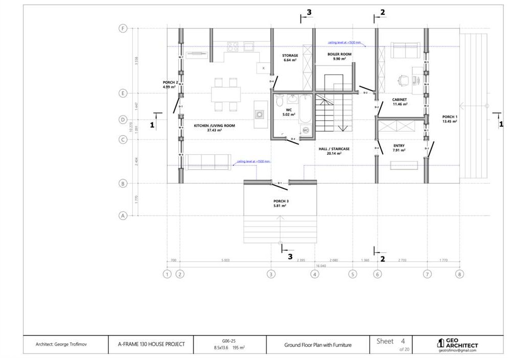 A-Frame 130 house plan render